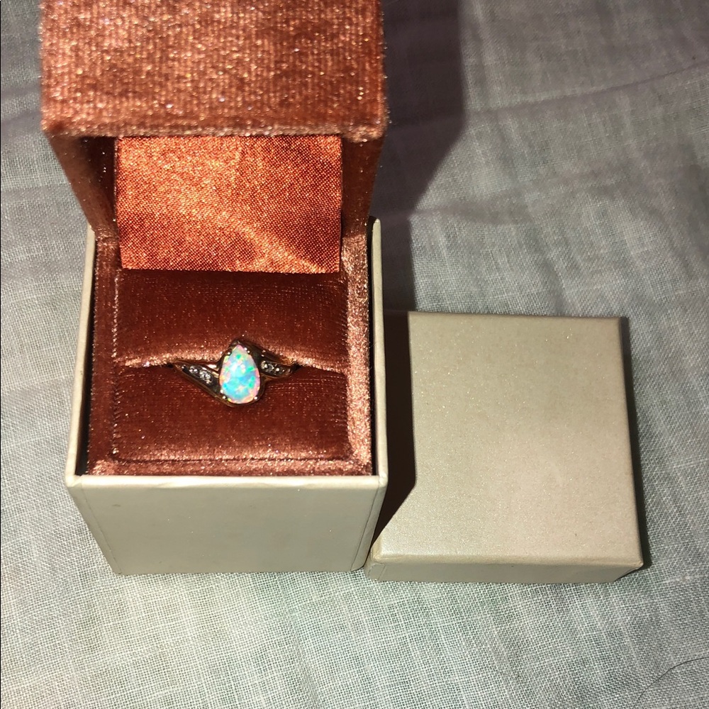 Opal Teardrop Ring in Iridescent Blue - Women's Jewelry